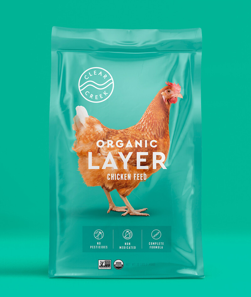 Clear creek chicken feed pet food branding packaging design3