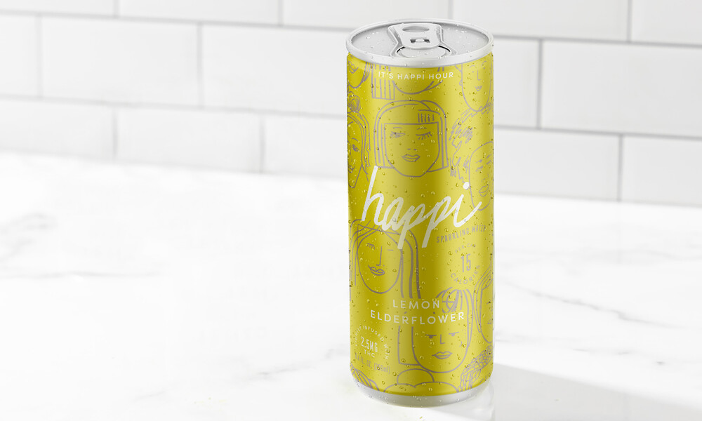 Happi cannabis sparkling water branding packaging design7