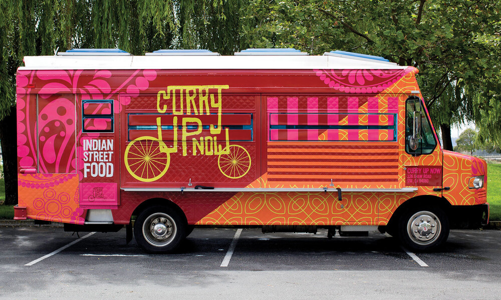 Curry up now restaurant food mobile food truck wrap design blog 2x