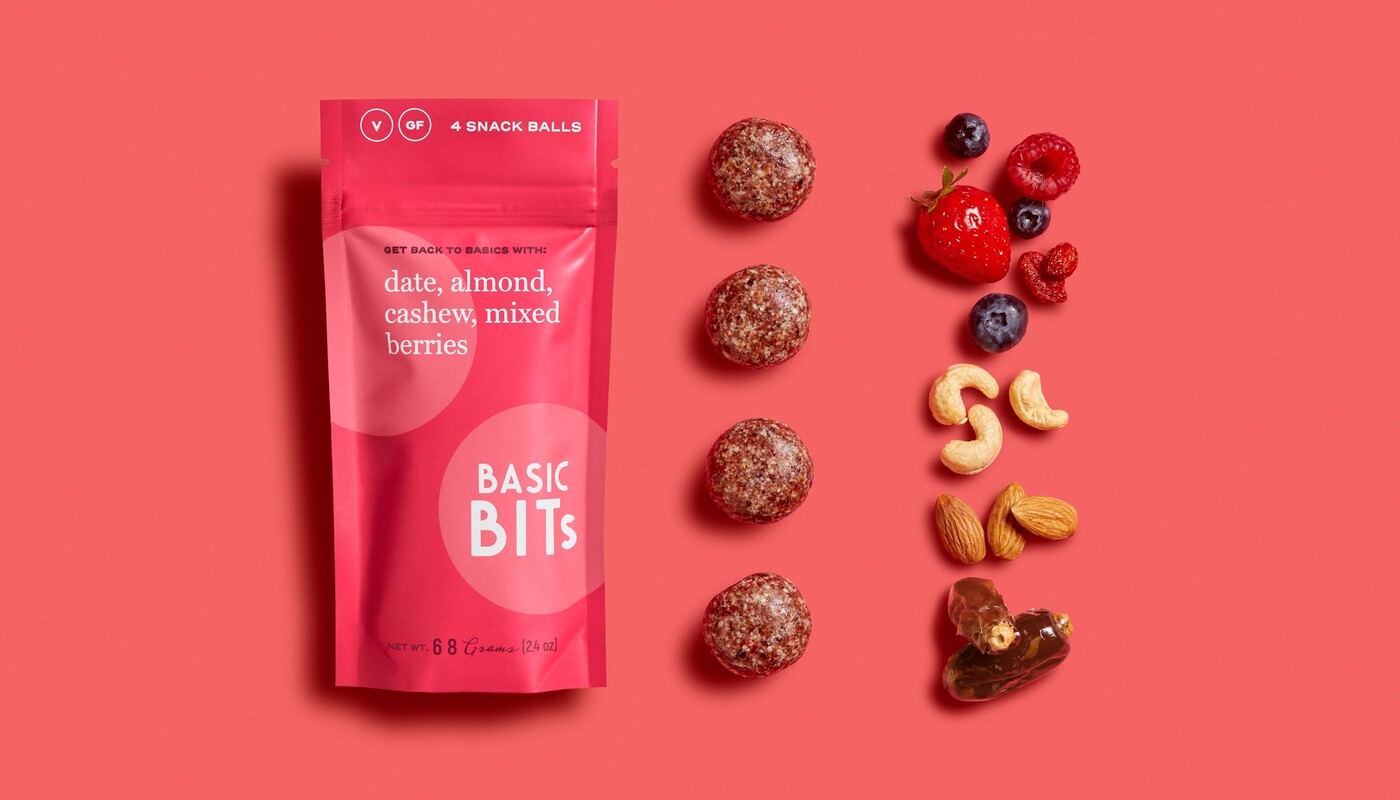 Basic bits snack ball brand identity food packaging design2